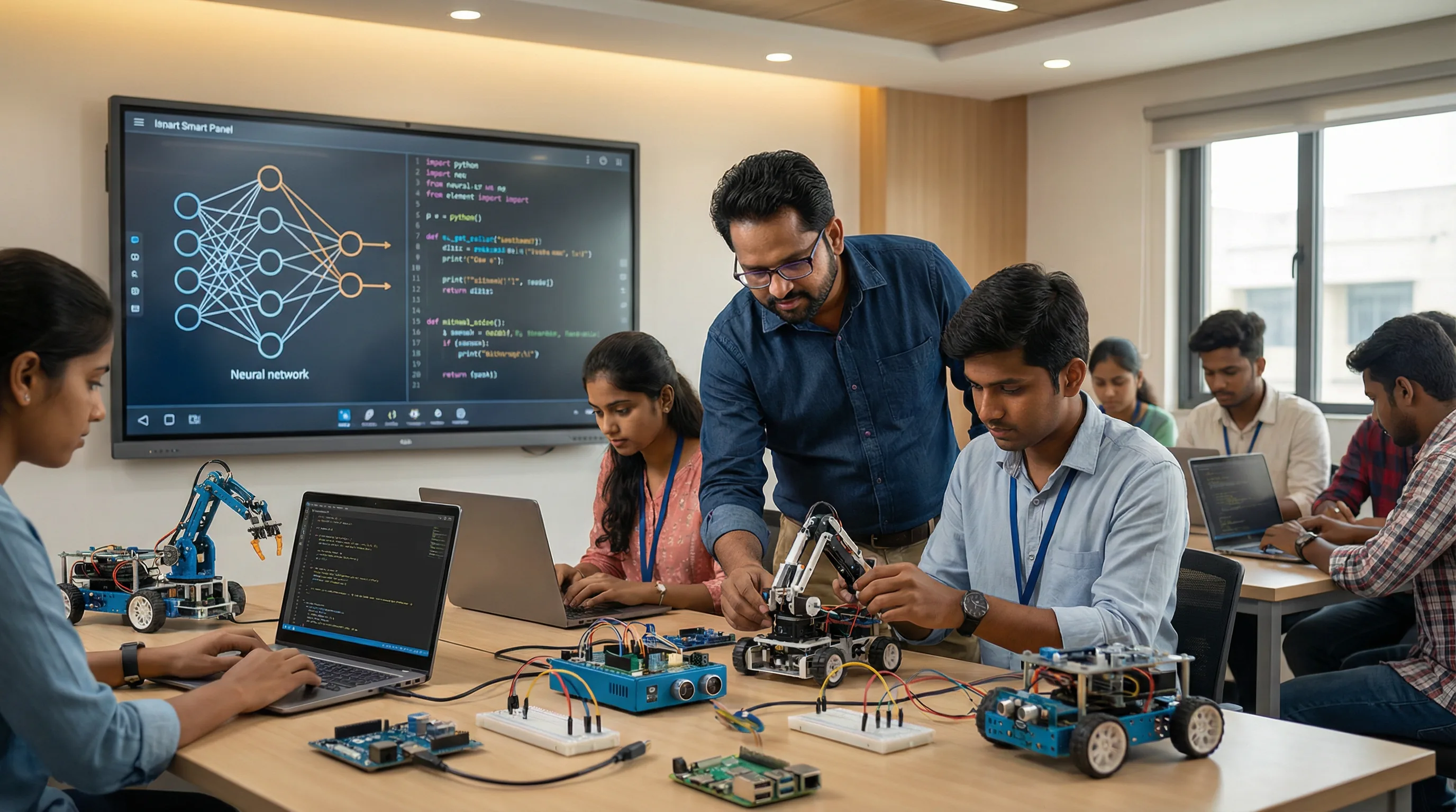 AI and robotics training in an Indian school lab